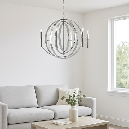 World Imports Rondure 6-Light polished nickel chandelier, adjustable by Vanessa Jane on Tampa Home & Garden Store