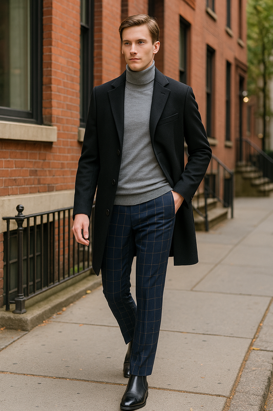 Calvin Klein Mens Malibu Slim Black Overcoat