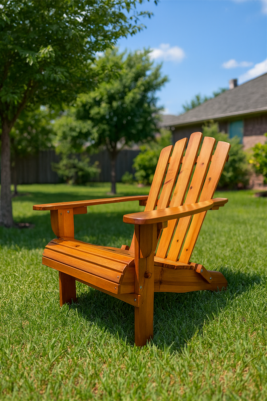 Foldable solid wood Adirondack chair in oak finish, outdoor furniture by HouseOfZazla on Tampa Home & Garden Store