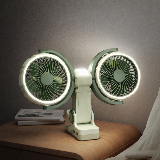 Cool Breeze | Portable Car Fan with Dual Heads & Rechargeable Battery | Adjustable Speed for Comfortable Travel - Tampa Home & Garden Store