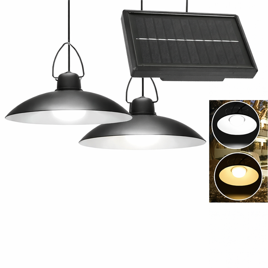 Solar Pendant Light Outdoor LED Double-Head Chandelier Waterproof Remote Lamp - Tampa Home & Garden Store