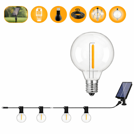 LED G40 Solar String Lights Outdoor Waterproof Shatterproof Hanging Lights