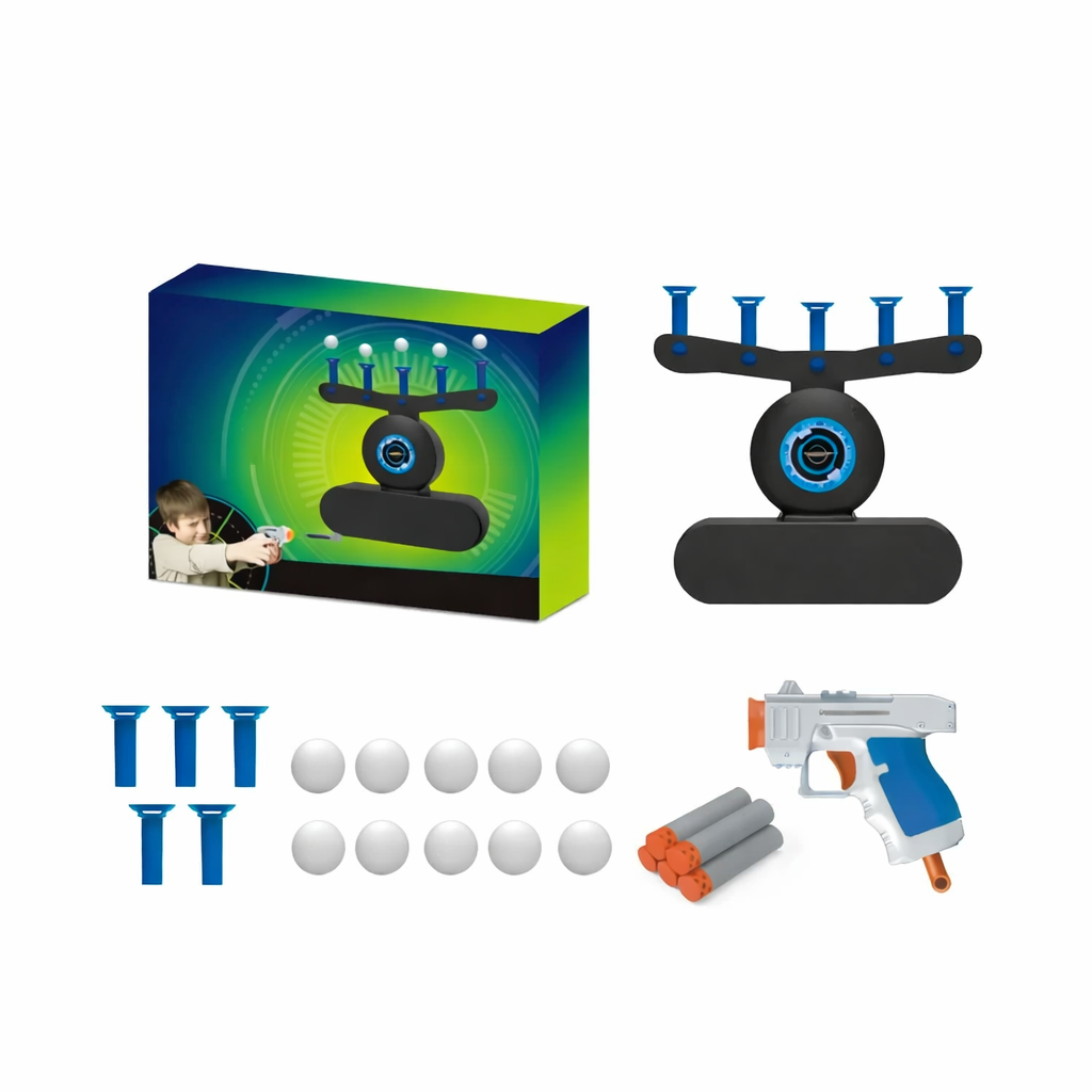 Glow-In-The-Dark Floating Target Game for Kids - Foam Dart Shooting Challenge with Sound Effects and Battery-Powered Base