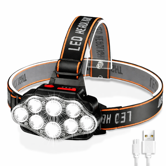 8 LED Rechargeable Headlamp Powerful Headlight for Camping Fishing Hiking - Tampa Home & Garden Store
