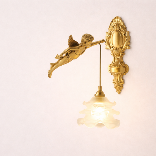 Brass Angel Wall Lamp Crystal Sconce Light Bedside Balcony Corridor Porch Decor - Tampa Home & Garden Store