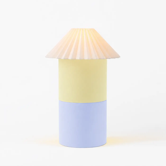 Cici Lamp with Modular Bases and Shade in pastel yellow and lavender by nella home on Tampa Home & Garden Store