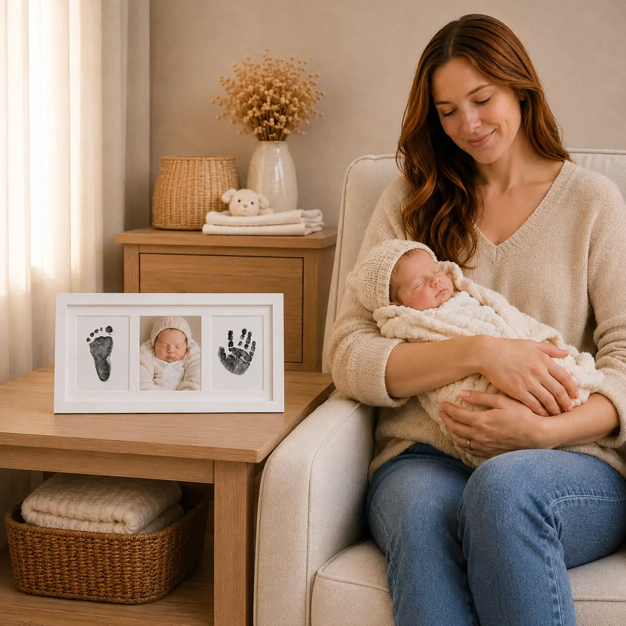 Baby Handprint and Footprint Keepsake Frame - 3-panel Love at First Sight Little Treasures on Tampa Home & Garden Store