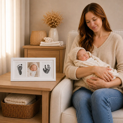 Baby Handprint and Footprint Keepsake Frame - 3-panel Love at First Sight Little Treasures on Tampa Home & Garden Store