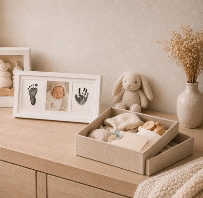 3-panel Baby Handprint Keepsake Frame, Love at First Sight, Little Treasures, white frame on Tampa Home & Garden Store