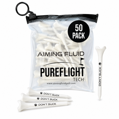 Golf tees DON’T SUCK – PureFlight 4-prong, white 50-pack in clear bag by Aiming Fluid Golf on Tampa Home & Garden Store