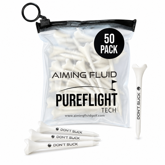 Golf tees DON’T SUCK – PureFlight 4-prong, white 50-pack in clear bag by Aiming Fluid Golf on Tampa Home & Garden Store