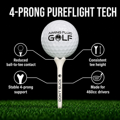 Dont Suck Golf Tees - PureFlight 4-Prong design, white tee, 50-pack by Aiming Fluid Golf on Tampa Home & Garden Store