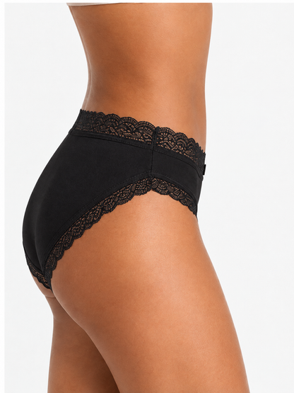 Organic Lace Mid-rise Brief in black organic cotton with scalloped lace waistband Net Positive on Tampa Home & Garden Store