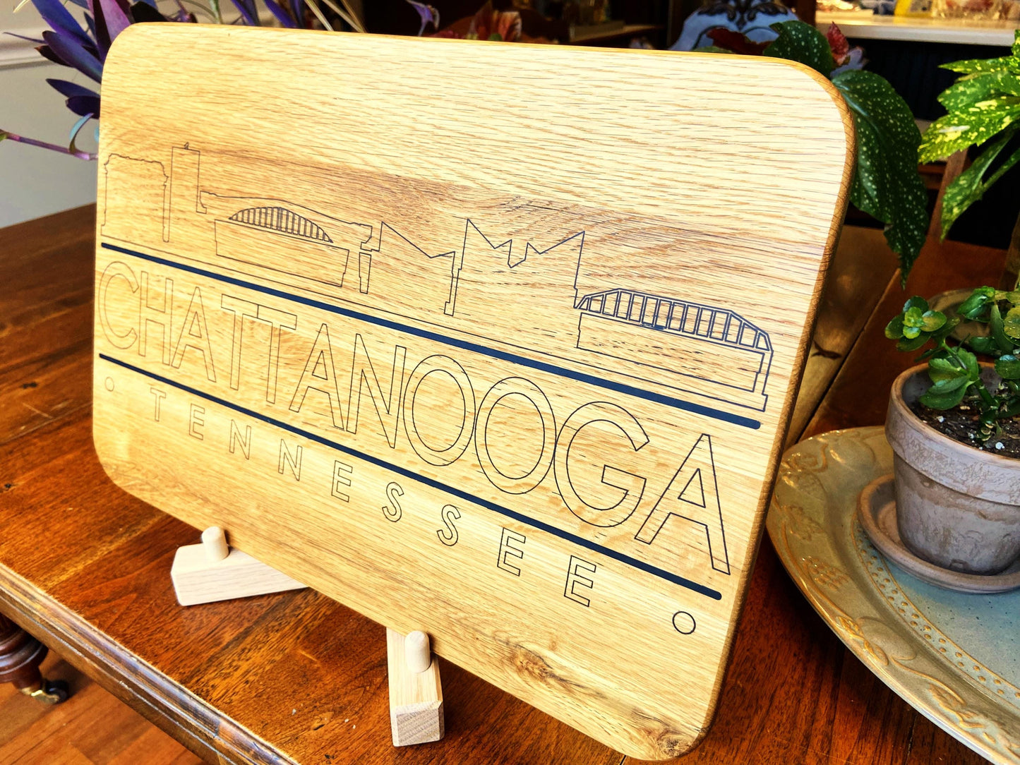 Chattanooga Skyline Charcuterie Board - Handmade White Oak - Tampa Home & Garden Store