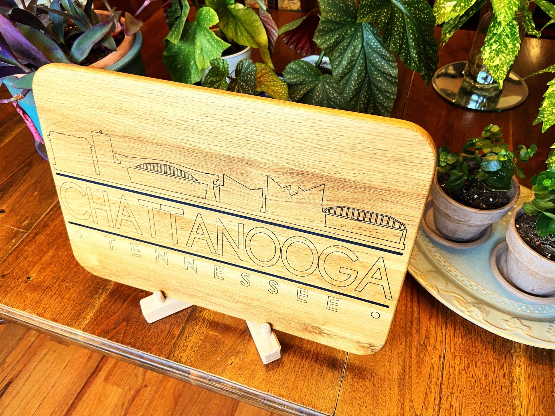 Chattanooga Skyline Charcuterie Board - Handmade White Oak - Tampa Home & Garden Store
