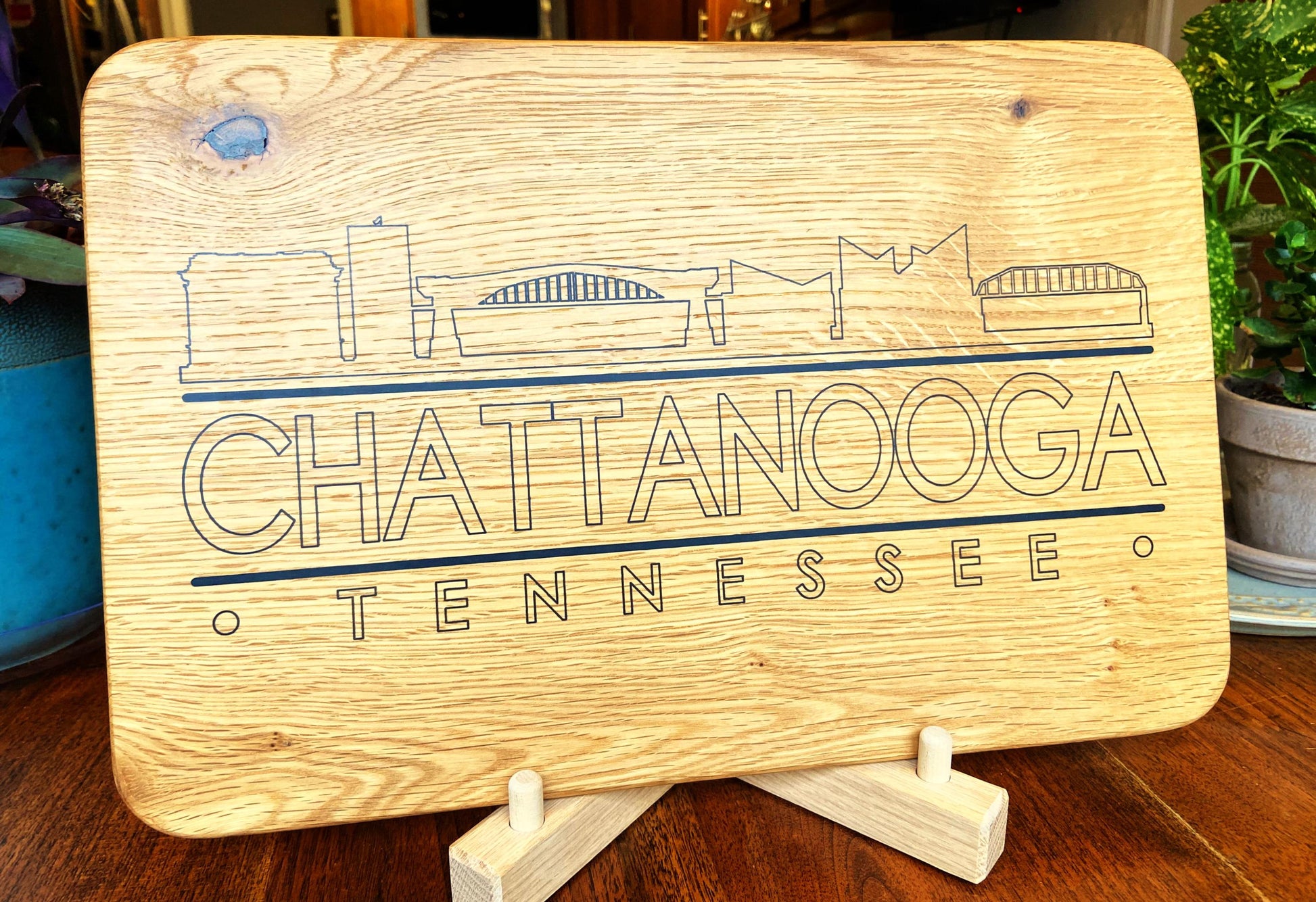 Chattanooga Skyline Charcuterie Board - Handmade White Oak - Tampa Home & Garden Store