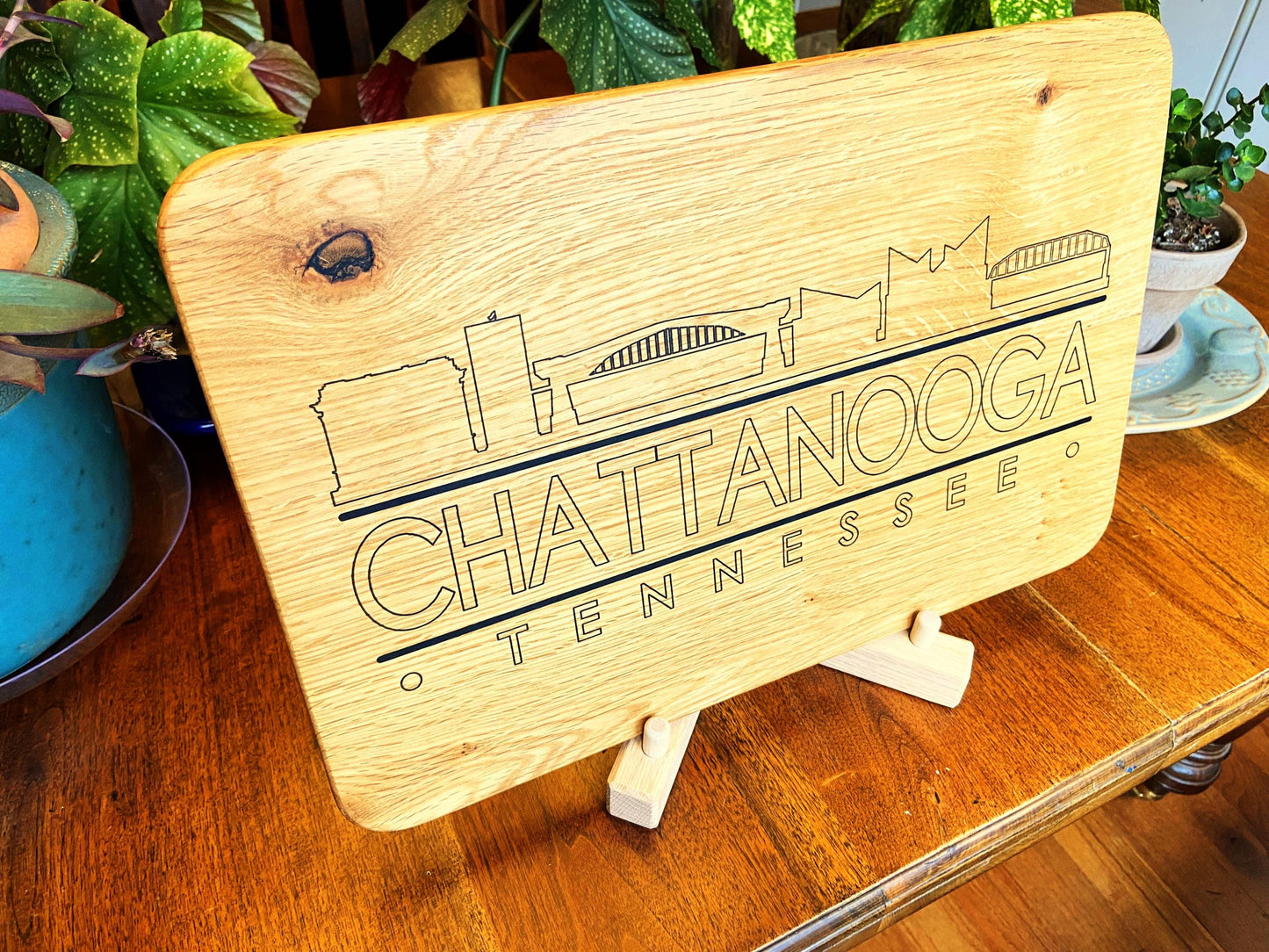 Chattanooga Skyline Charcuterie Board - Handmade White Oak - Tampa Home & Garden Store