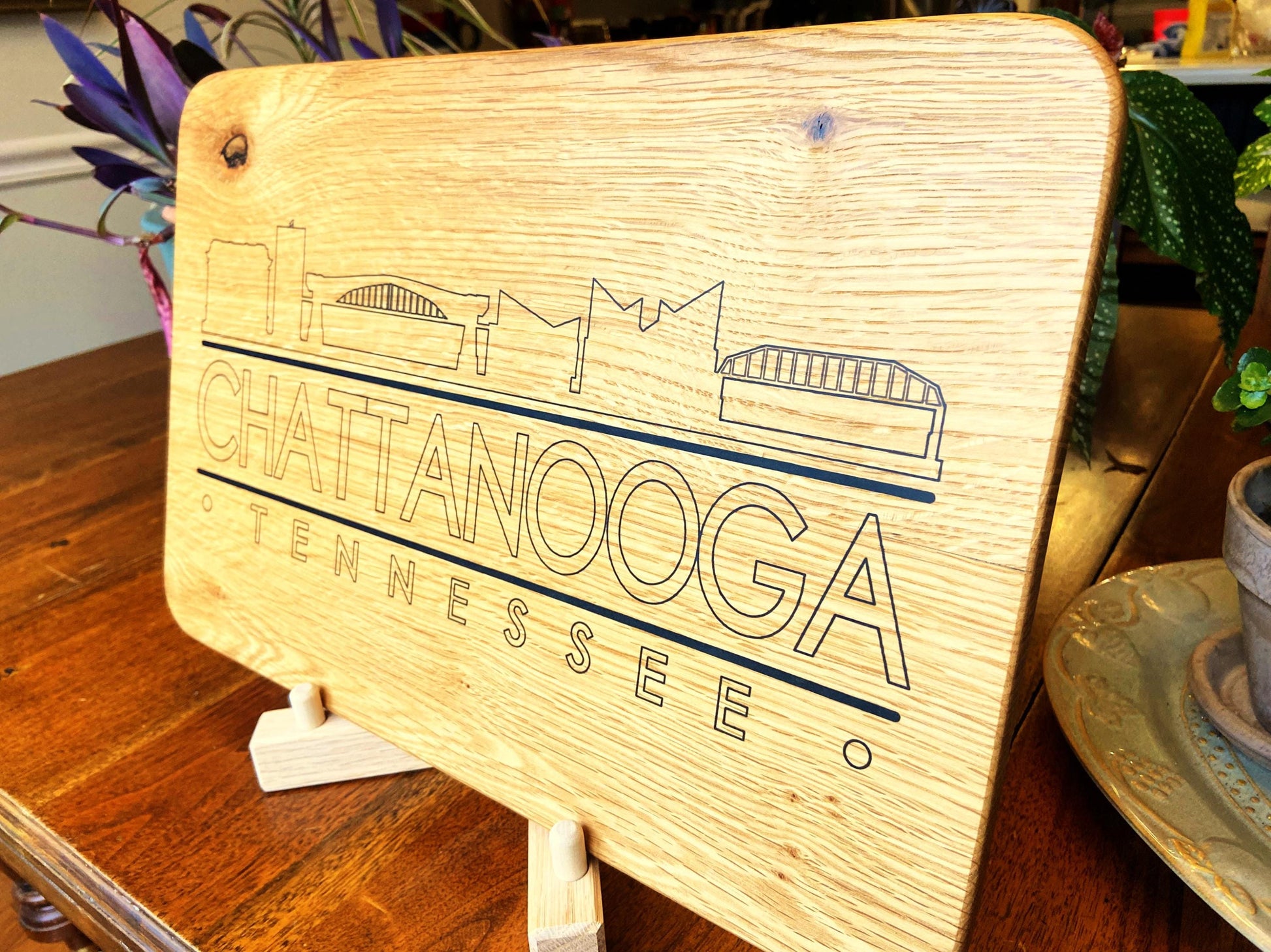 Chattanooga Skyline Charcuterie Board - Handmade White Oak - Tampa Home & Garden Store