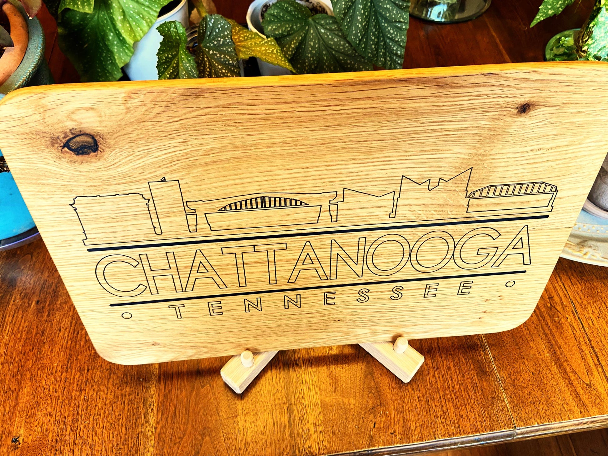 Chattanooga Skyline Charcuterie Board - Handmade White Oak - Tampa Home & Garden Store