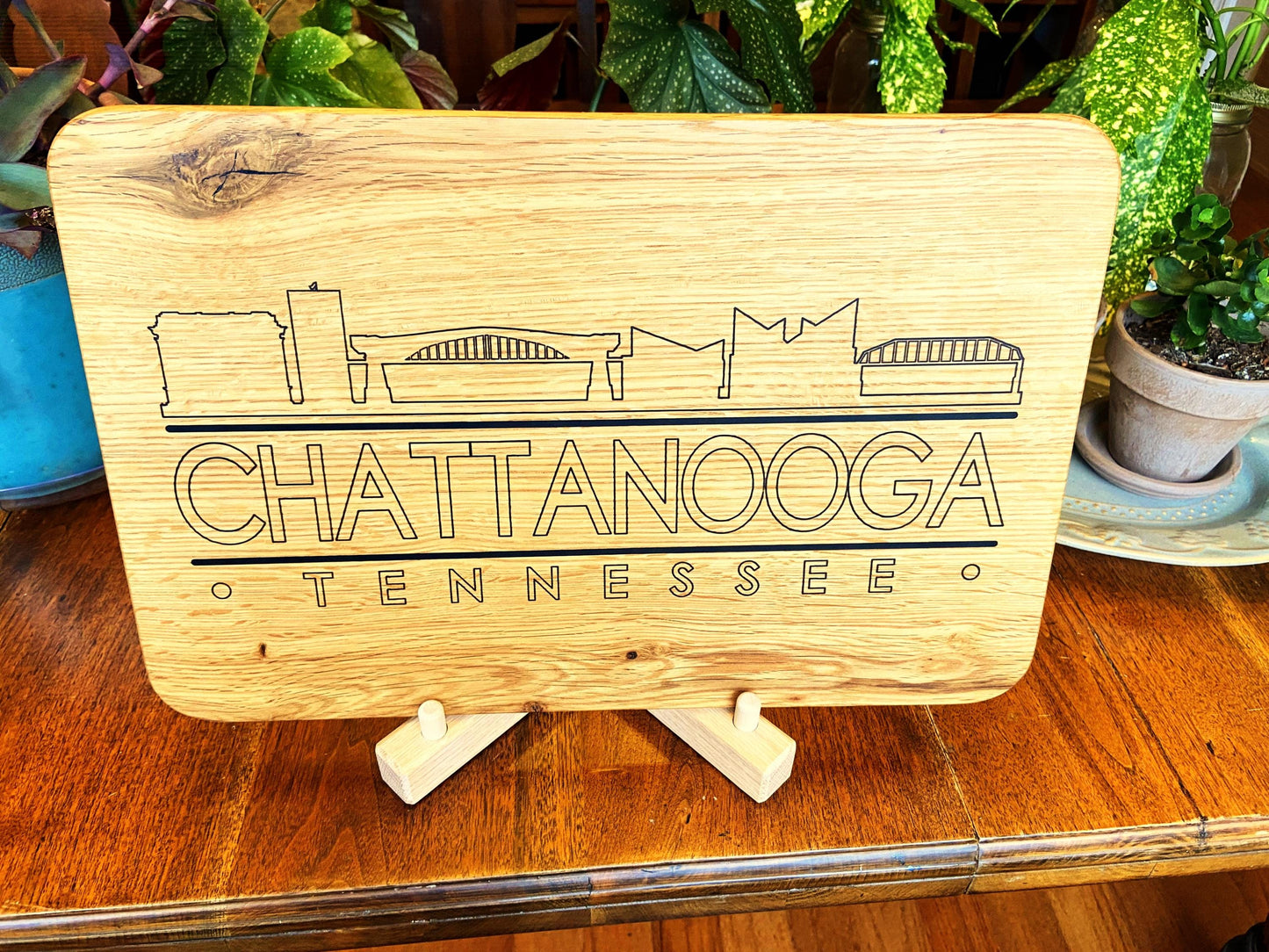 Chattanooga Skyline Charcuterie Board - Handmade White Oak - Tampa Home & Garden Store