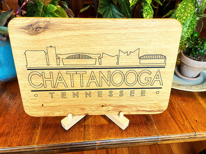 Chattanooga Skyline Charcuterie Board - Handmade White Oak - Tampa Home & Garden Store