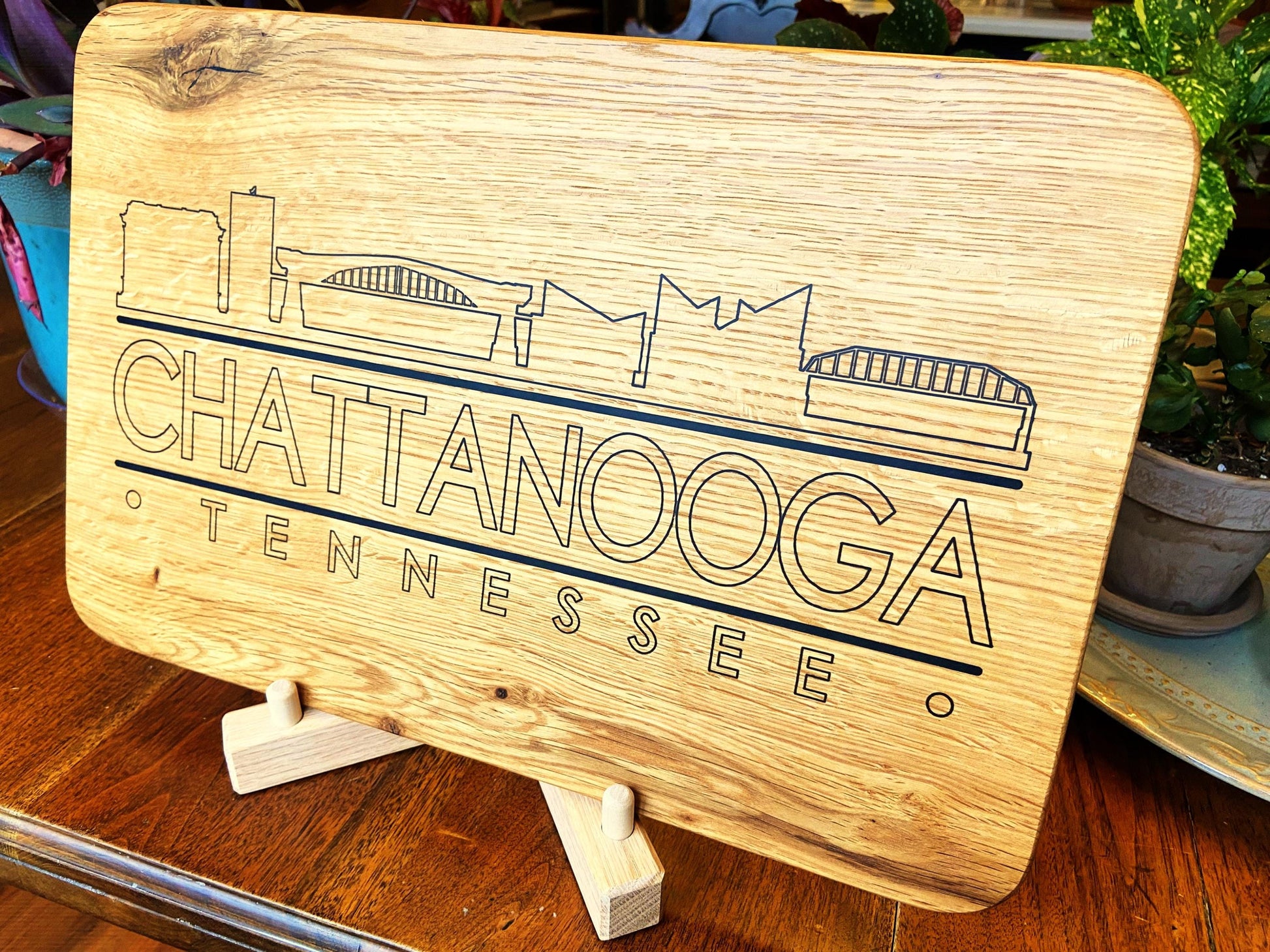 Chattanooga Skyline Charcuterie Board - Handmade White Oak - Tampa Home & Garden Store