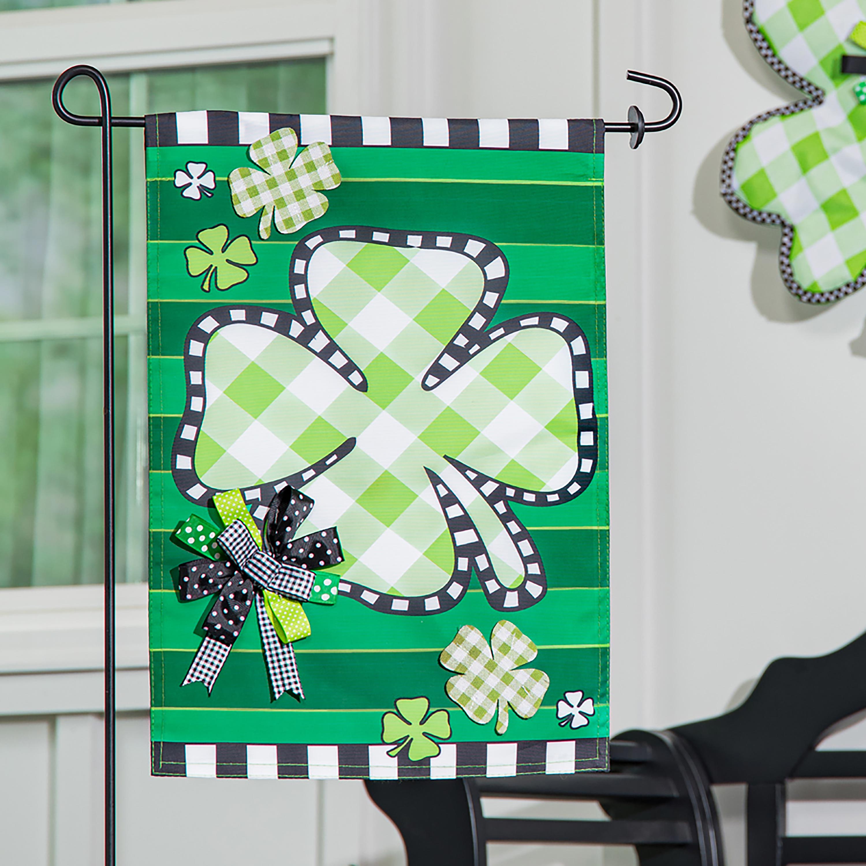 Evergreen Enterprises Check Clover Garden Applique Flag
