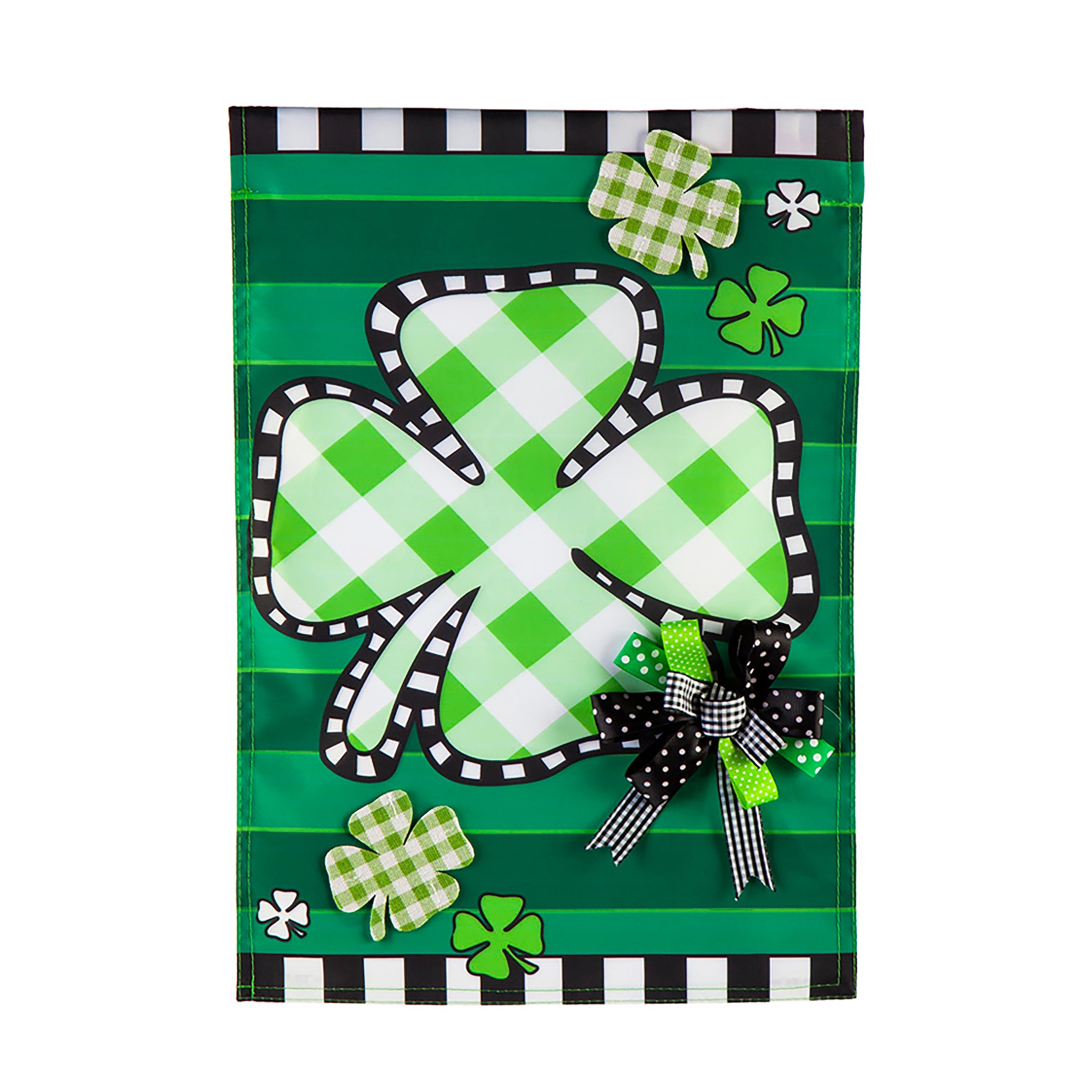Evergreen Enterprises Check Clover Garden Applique Flag - Thumbnail 3