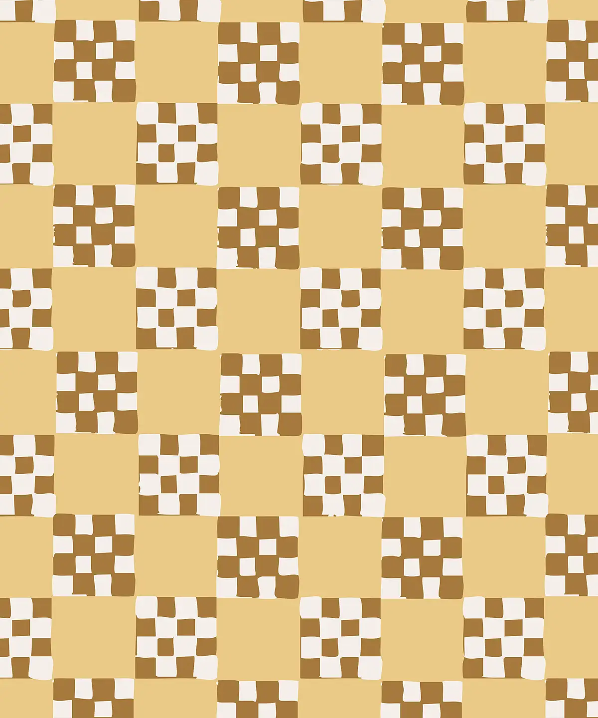Checkered Quilt Wallpaper, butter yellow, brown and white - Tampa Home & Garden Store