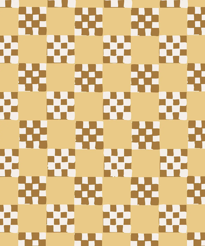 Checkered Quilt Wallpaper, butter yellow, brown and white - Tampa Home & Garden Store