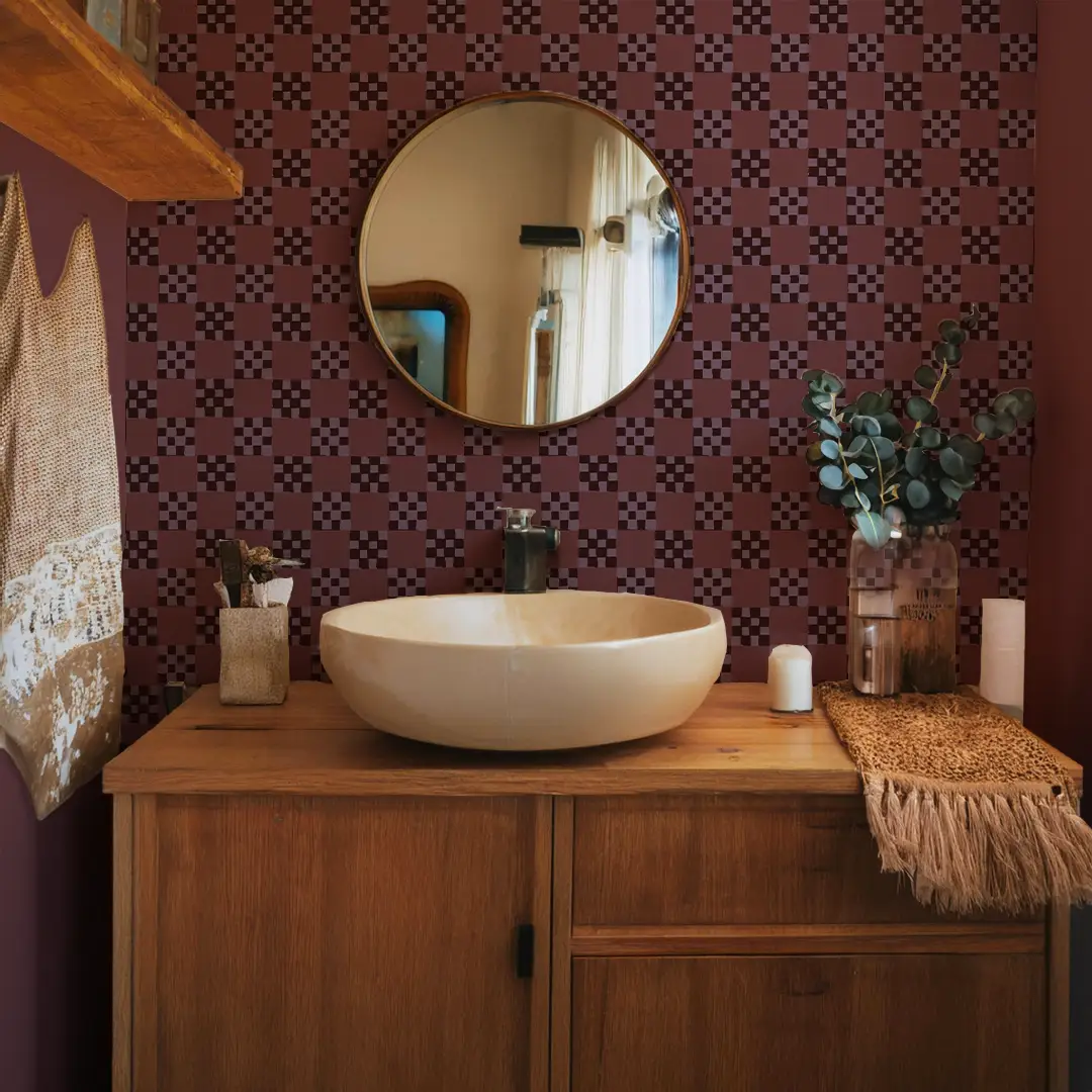 Checkered Quilt Wallpaper, eggplant - Tampa Home & Garden Store