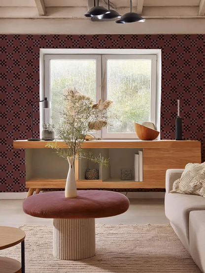 Checkered Quilt Wallpaper, eggplant - Tampa Home & Garden Store