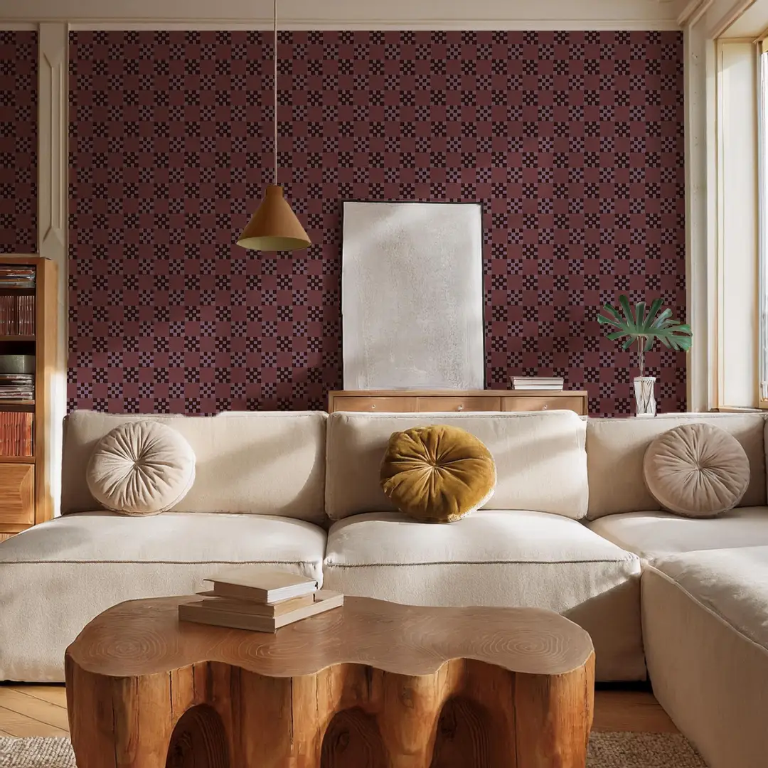 Checkered Quilt Wallpaper, eggplant - Tampa Home & Garden Store