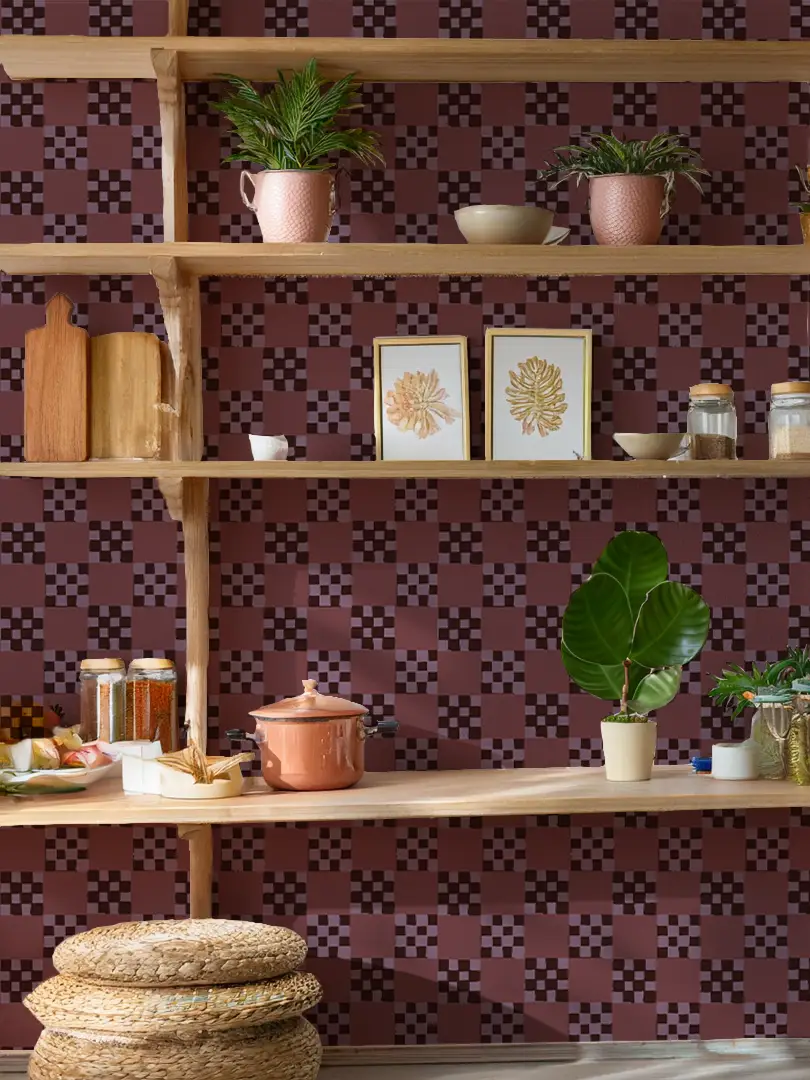 Checkered Quilt Wallpaper, eggplant - Tampa Home & Garden Store