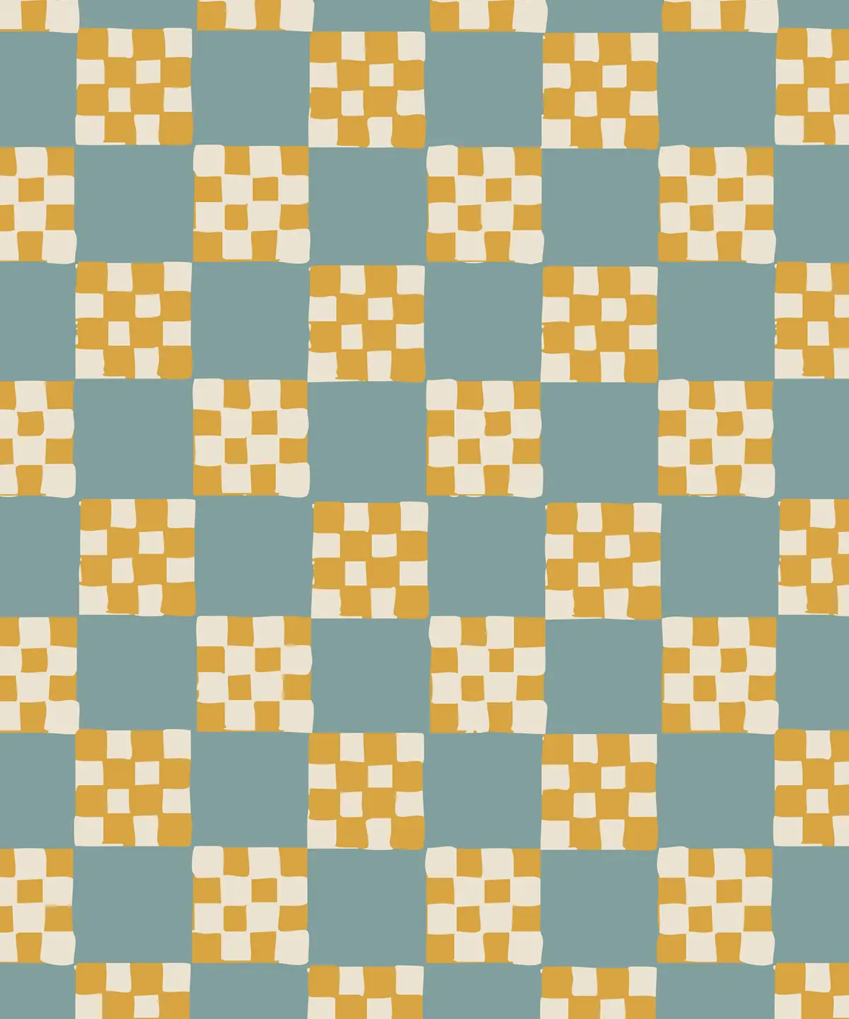Checkered Quilt Wallpaper, light blue and yellow - Tampa Home & Garden Store