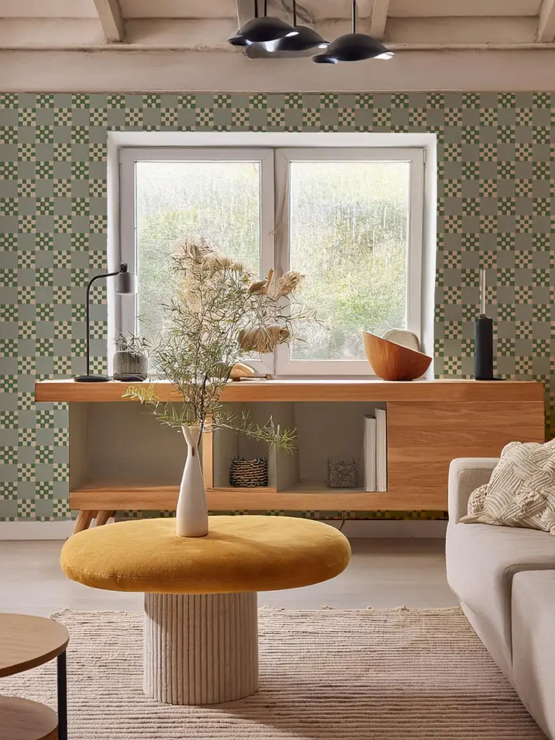 Checkered Quilt Wallpaper,-mint, sage and white - Tampa Home & Garden Store