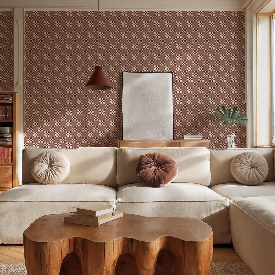Checkered Quilt Wallpaper,-mocha mousse - Tampa Home & Garden Store