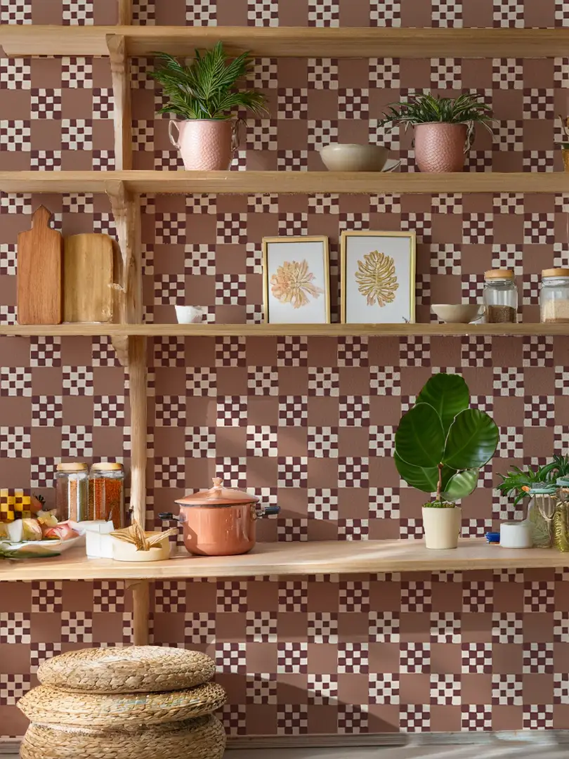 Checkered Quilt Wallpaper,-mocha mousse - Tampa Home & Garden Store