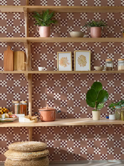 Checkered Quilt Wallpaper,-mocha mousse - Tampa Home & Garden Store