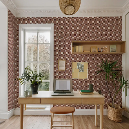 Checkered Quilt Wallpaper,-mocha mousse - Tampa Home & Garden Store