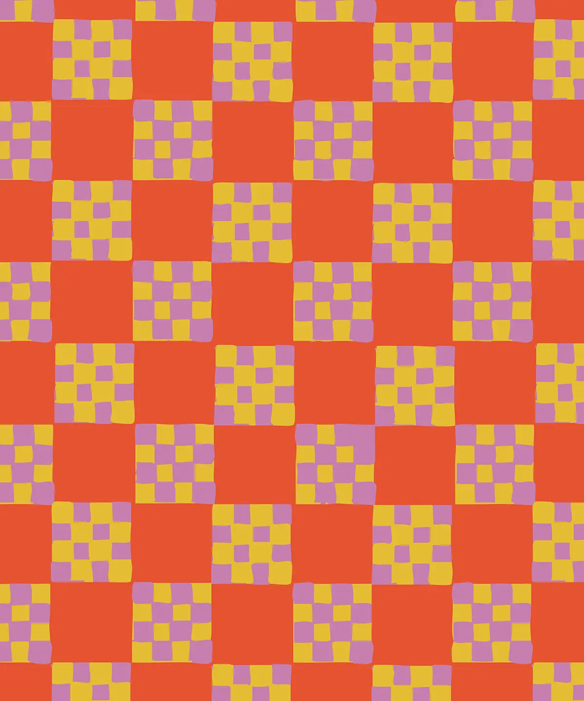 Checkered Quilt Wallpaper,-red-orange, yellow and purple - Tampa Home & Garden Store