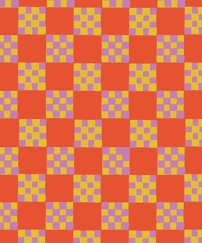 Checkered Quilt Wallpaper,-red-orange, yellow and purple - Tampa Home & Garden Store