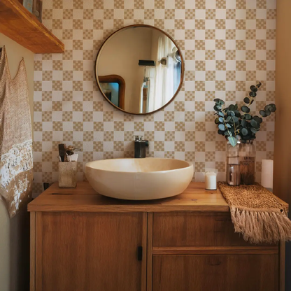 Checkered Quilt Wallpaper,-tan and white - Tampa Home & Garden Store