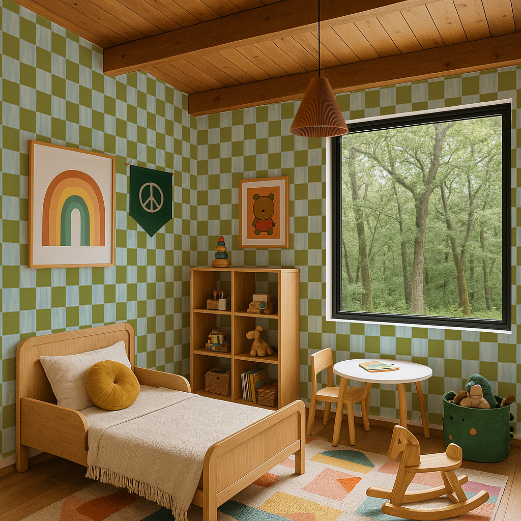 Checkers Wallpaper, blue and green - Tampa Home & Garden Store