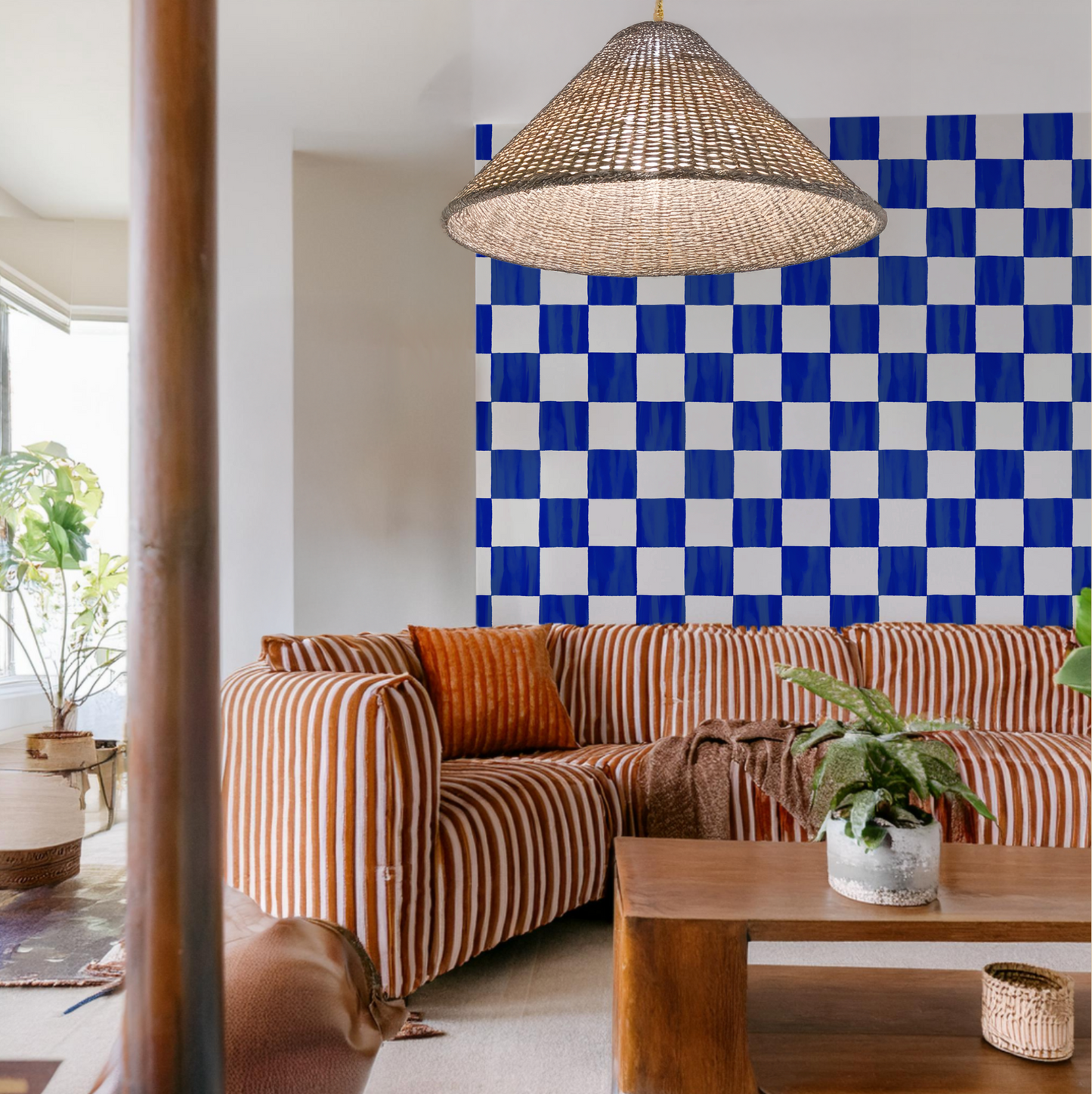 Checkers Wallpaper, cobalt - Tampa Home & Garden Store