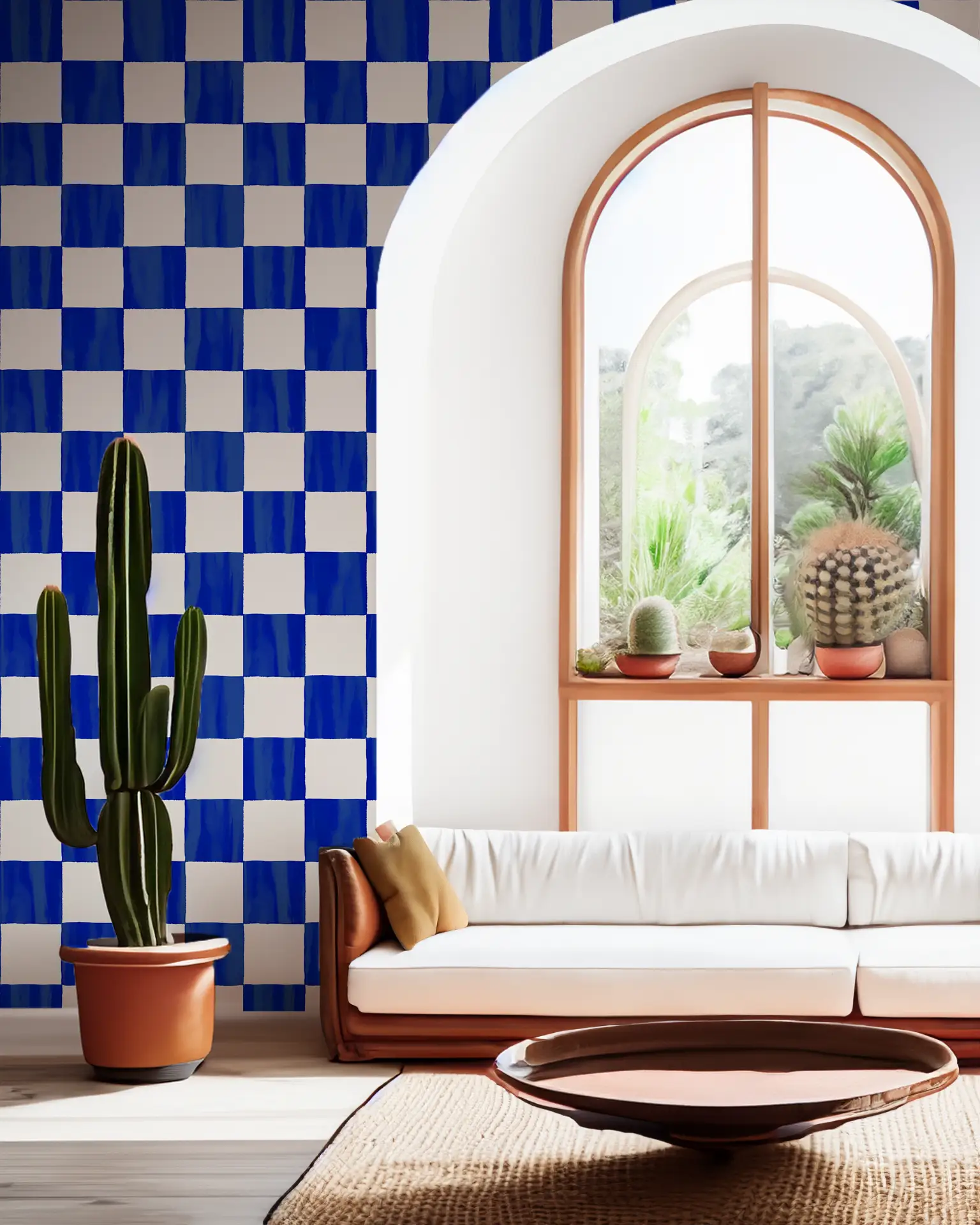 Checkers Wallpaper, cobalt - Tampa Home & Garden Store