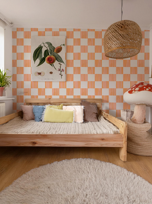 Checkers Wallpaper, coral - Tampa Home & Garden Store