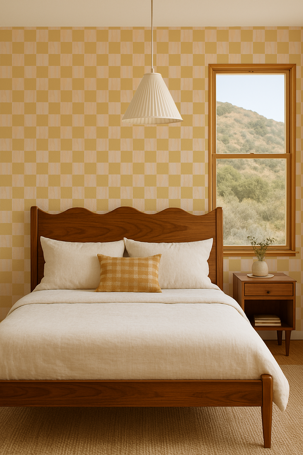 Checkers Wallpaper, peach and butter yellow - Tampa Home & Garden Store