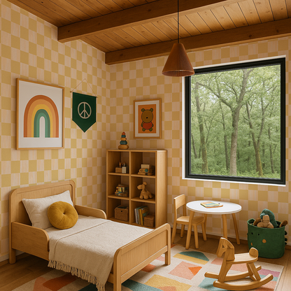 Checkers Wallpaper, peach and butter yellow - Tampa Home & Garden Store