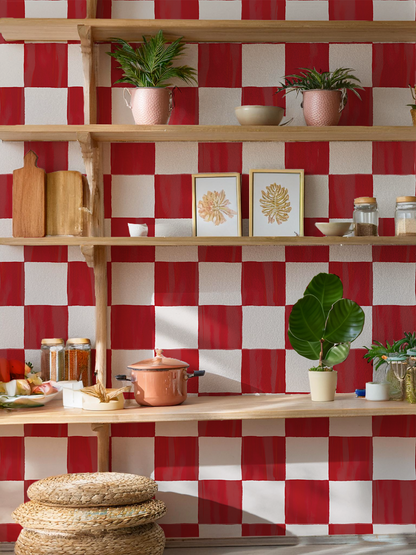 Checkers Wallpaper, red - Tampa Home & Garden Store